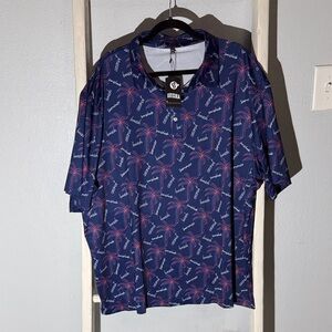 Men’s Brisira Tropical Palm Print Polo 3XL NWT